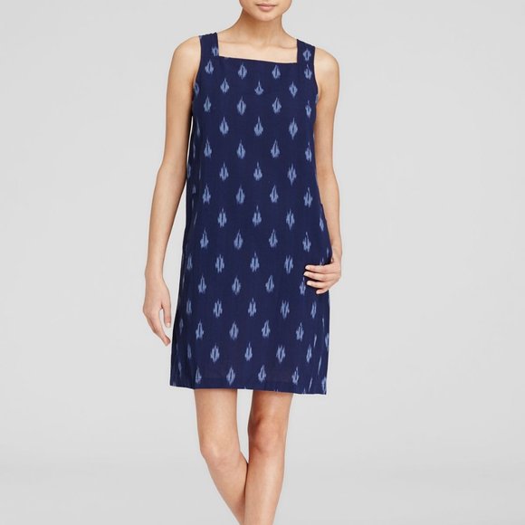 Eileen Fisher Dresses & Skirts - Eileen Fisher Blue Ikat Square Neck Dress NWT